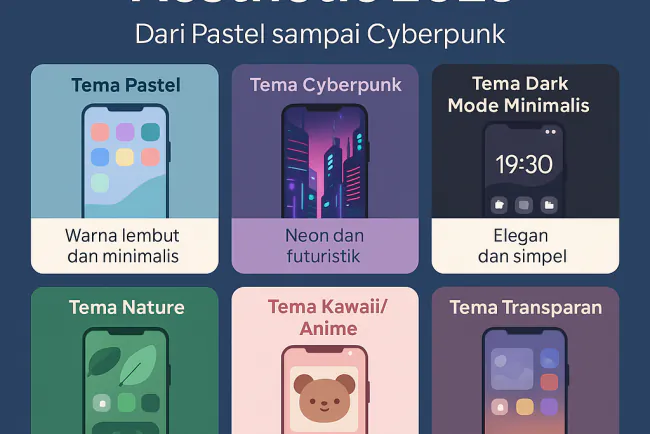 Tren Tema HP Aesthetic 2025 Dari Pastel sampai Cyberpunk, Biar Layarmu Makin Unik!