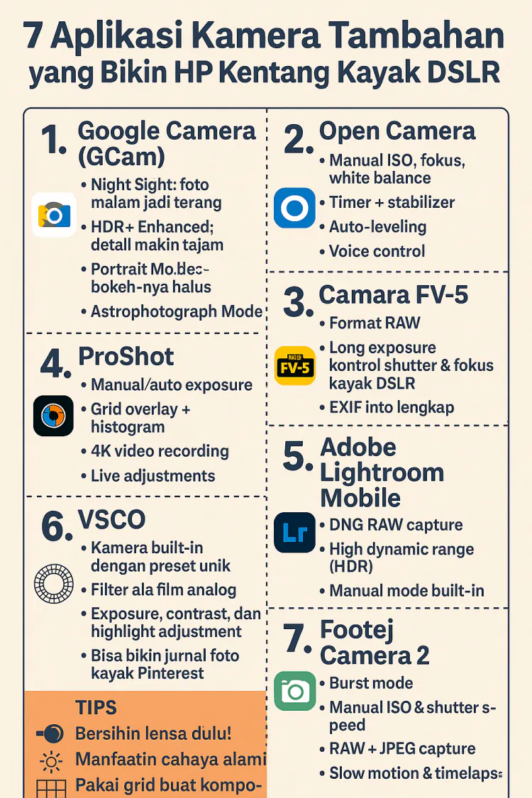 7 Aplikasi Kamera Tambahan yang Bikin HP Kentang Kayak DSLR
